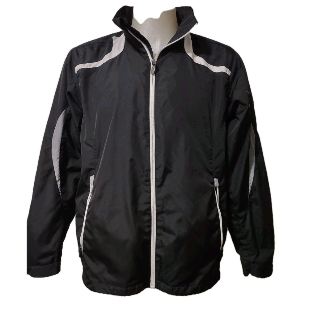 North End Sport Jacket Men's Size Medium Black Mesh Lined  Windbreaker Full Zip‎